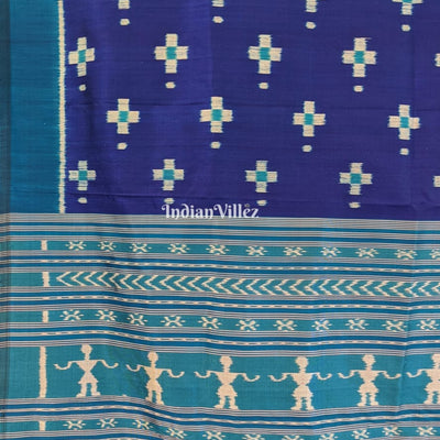 Navy Blue Pasapali Odisha Ikat Contemporary Silk Saree