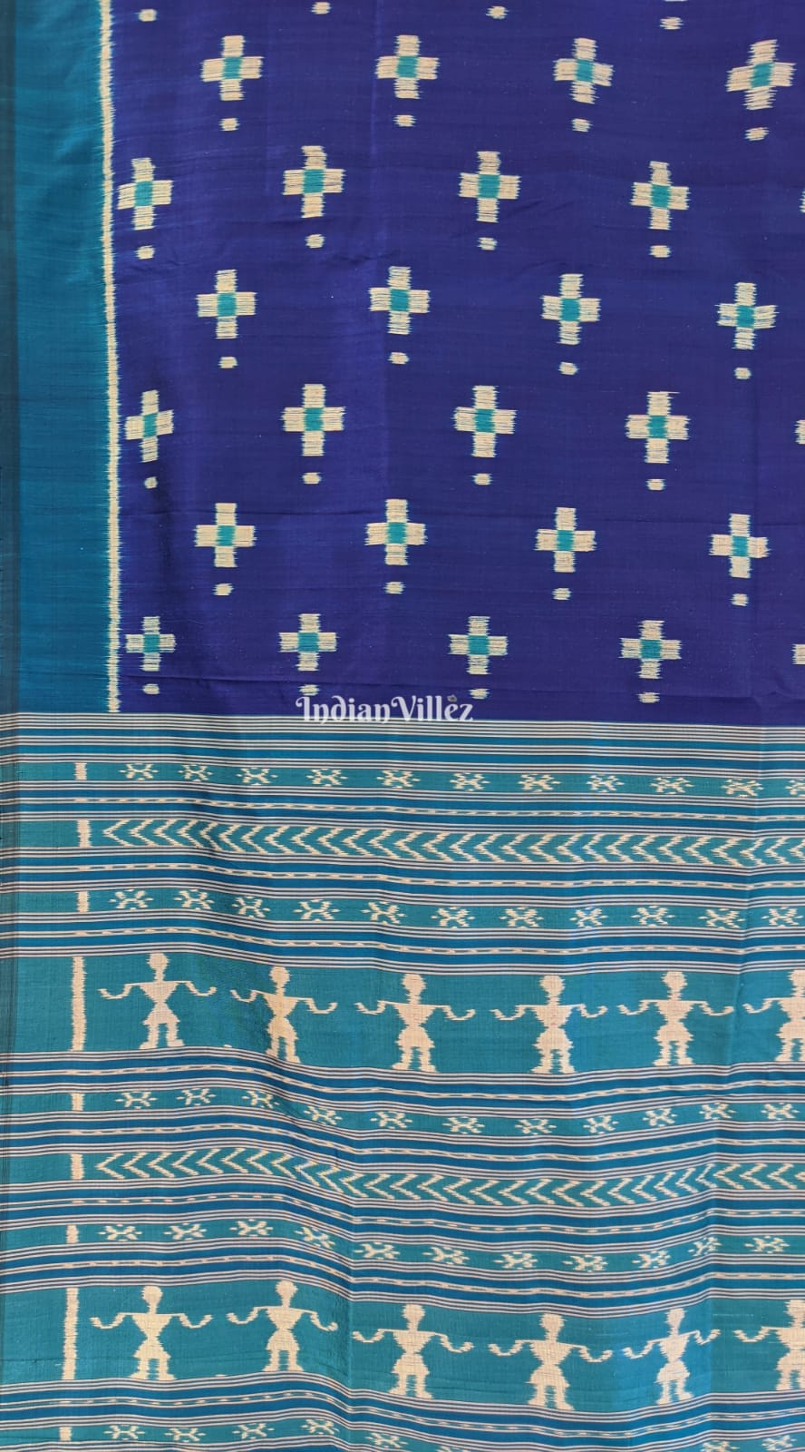 Navy Blue Pasapali Odisha Ikat Contemporary Silk Saree