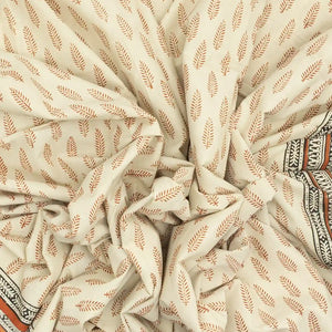 White Woven Jaipur Cotton Saree Printed With Red Floral Motifs