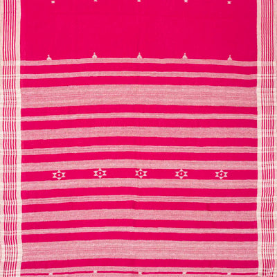 Hot Pink Handloom Bhujodi Cotton Saree With Buttas