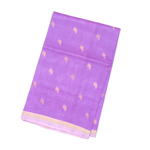 Lavender Handloom Uppada Silk Saree With Floral Buttas & Taupe Pallu