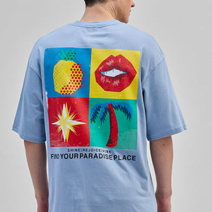Shine Rejoice Vibe Light Blue Oversized T-Shirt