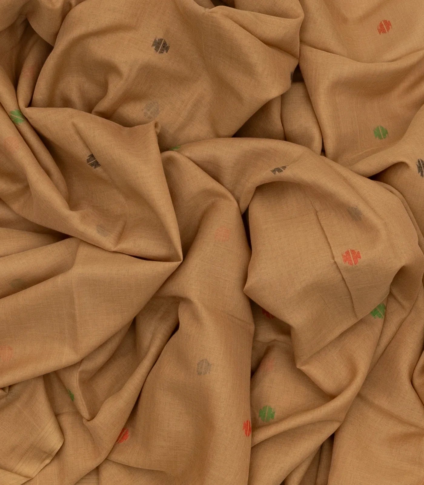 Beige Handloom Bengal Cotton Saree With Mango Motifs