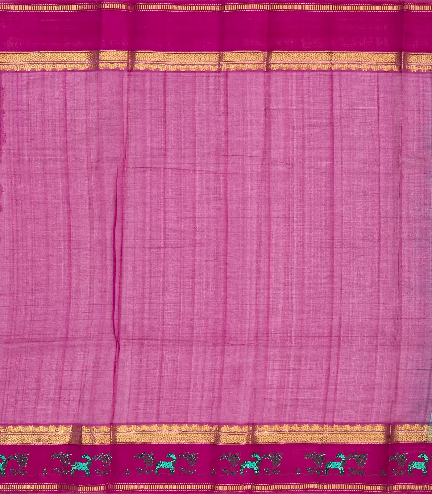 Turquoise  Handloom Chirala Silk Cotton Saree With Checks