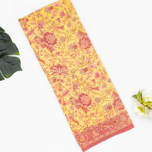 Yellow Woven Digital Printed Crepe Silk Saree With Floral Motifs