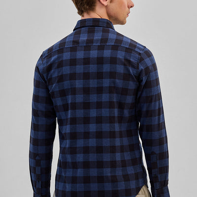 Dark Blue Checks Slim Fit Shirt