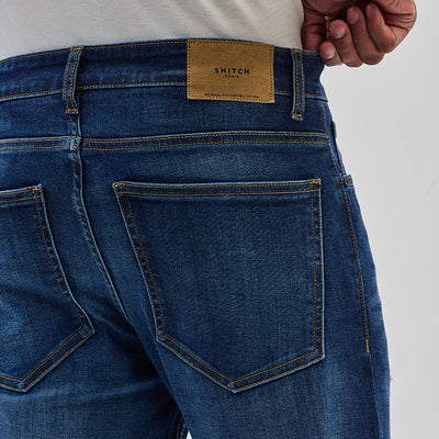 Dark Blue Distressed Skinny Fit Jeans