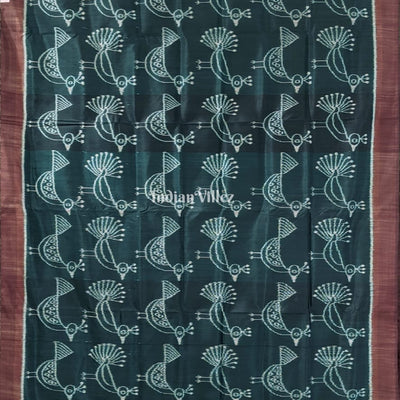 Rama Green Odisha Ikat Designer Contemporary Silk Saree