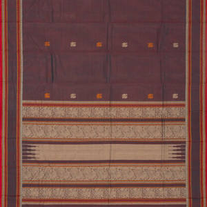 Lilac Handloom Kanchi Cotton Saree With Annam Buttas