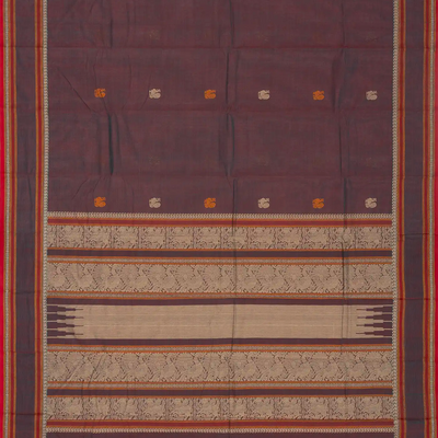 Lilac Handloom Kanchi Cotton Saree With Annam Buttas