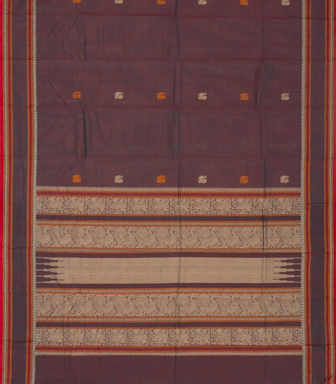 Lilac Handloom Kanchi Cotton Saree With Annam Buttas