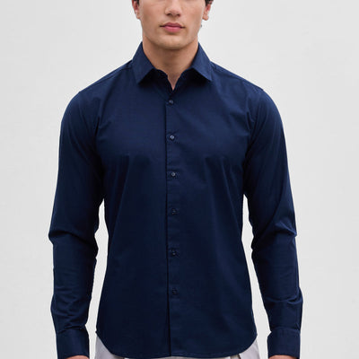 Dark Blue Stretchable Slim Fit Shirt