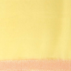 Yellow zig-zag striped banaras georgette saree with contrast border & geometric design pallu