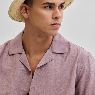 Mauve Box Fit Linen Blend Shirt