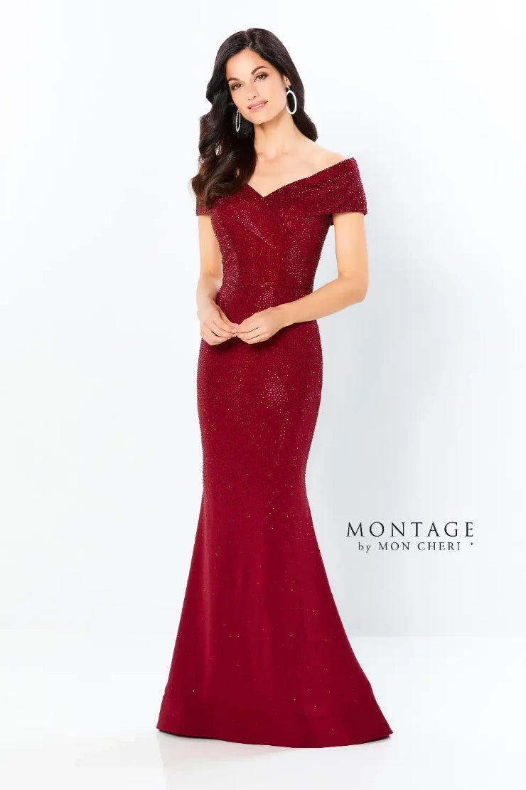 Montage 220949 Long Beaded V Neck Formal Dress