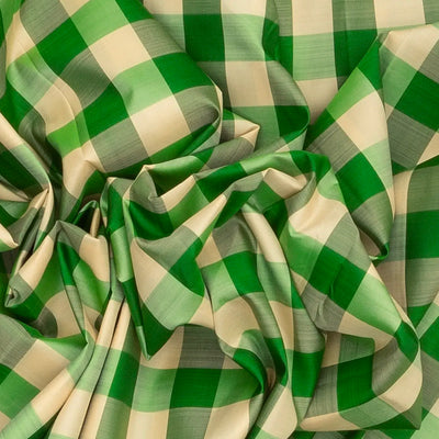 Green Handloom Kanchipuram Silk Saree With Checks