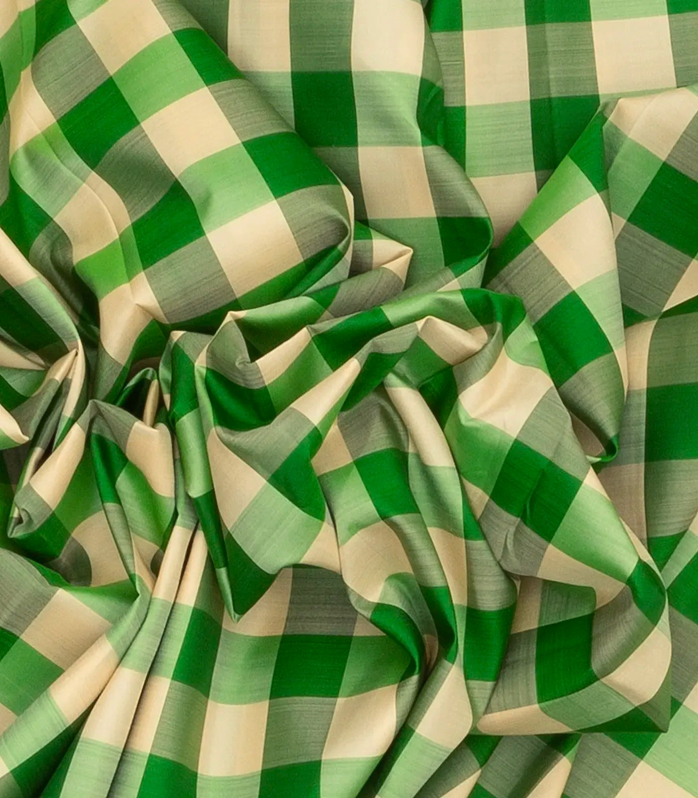 Green Handloom Kanchipuram Silk Saree With Checks