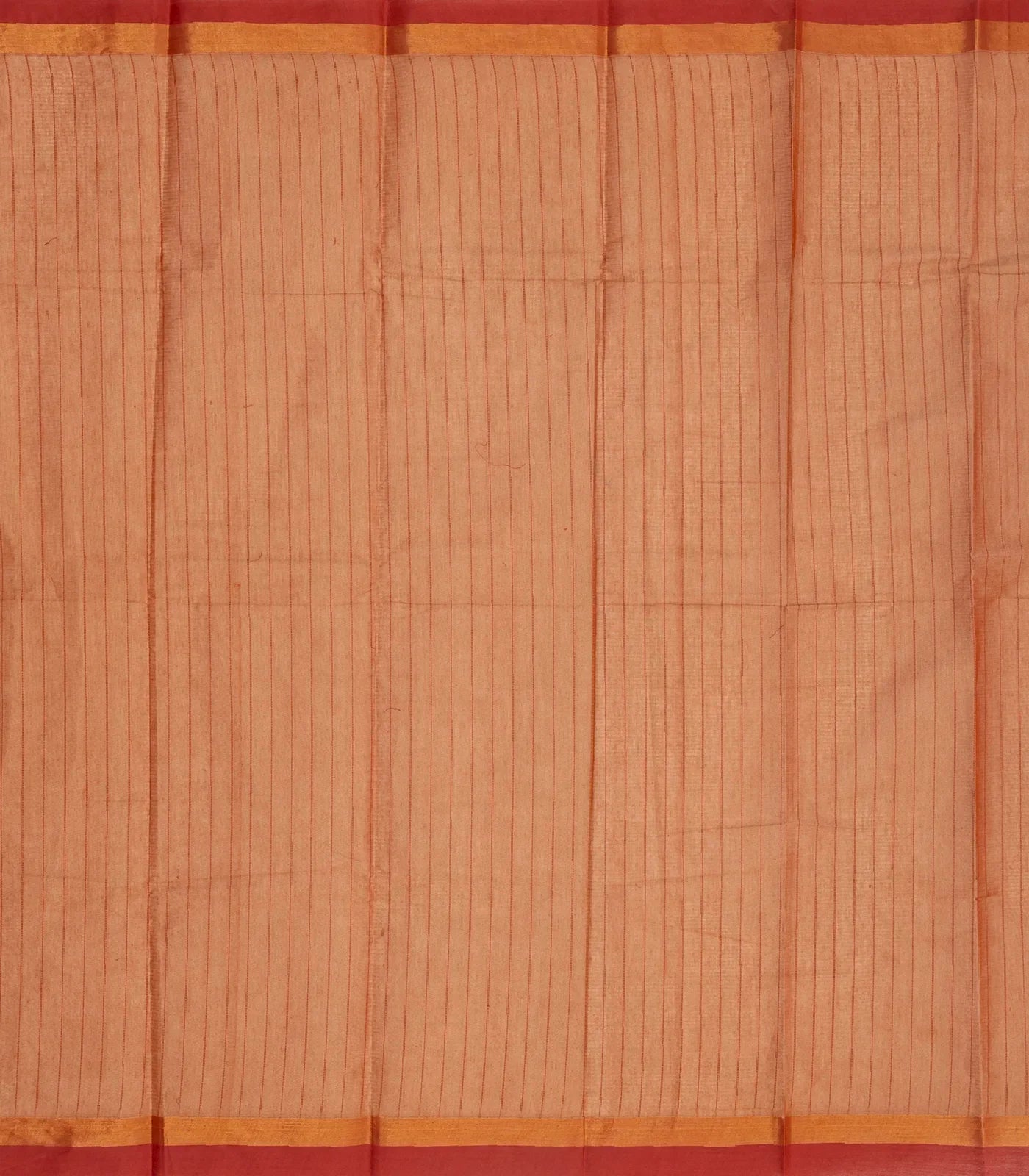 Rust Handloom Rasipuram Cotton Saree With Stripes & Buttas