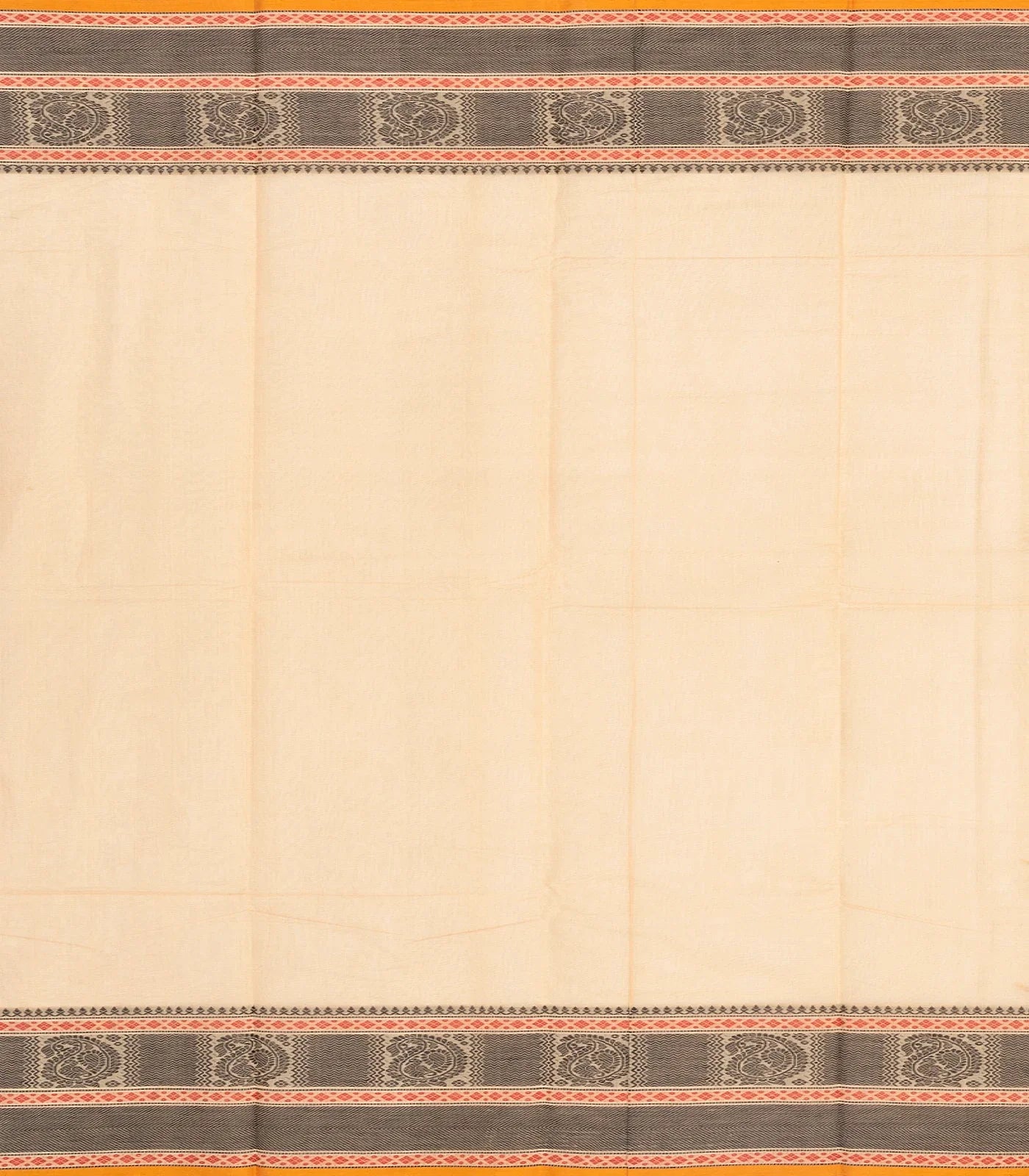 Cream Handloom Kanchi Cotton Saree With Mango Buttas