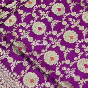 Purple Designer Handwoven Banarasi Meenakari Katan Silk Saree
