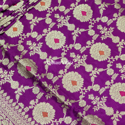 Purple Designer Handwoven Banarasi Meenakari Katan Silk Saree