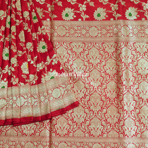 Red Designer Banarasi Meenakari Katan Silk Saree