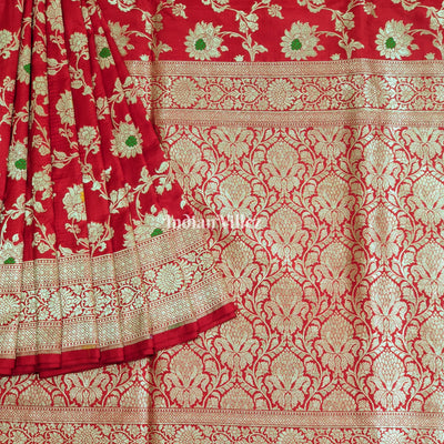Red Designer Banarasi Meenakari Katan Silk Saree