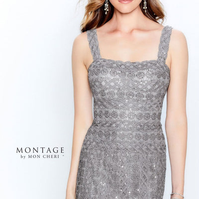 Montage 120916 Sequin Long Metallic Formal Dress