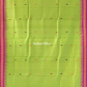 Parrot Green Pink Gopalpur Tussar Silk Saree