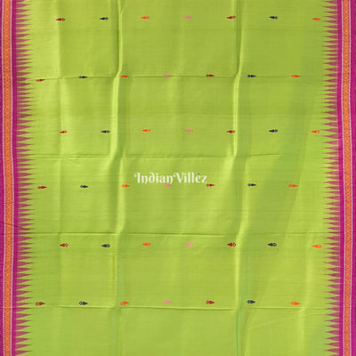 Parrot Green Pink Gopalpur Tussar Silk Saree