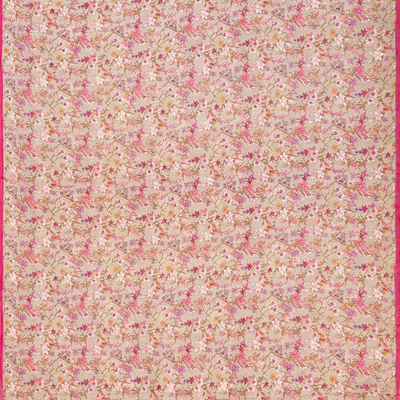 Taupe Woven Digital Printed Georgette Silk Saree With Floral Motifs