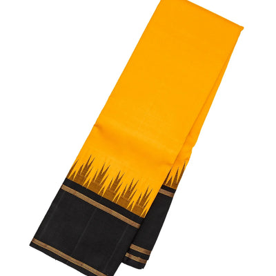 Mango Yellow Handloom Kanchipuram Korvai Silk Saree With Black Border