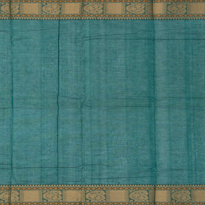 Cyan Handloom Kanchi Cotton Saree With Mango Buttas