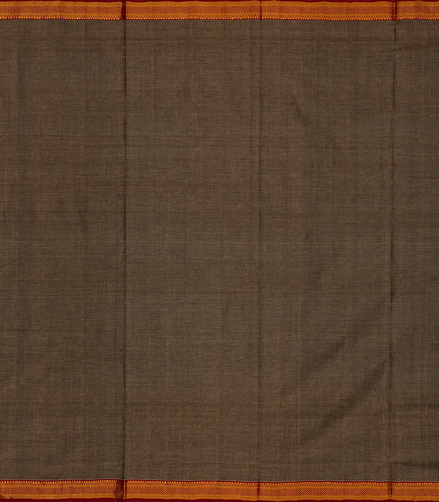 Dark Grey Handloom Mangalagiri Cotton Saree With Contrast Border