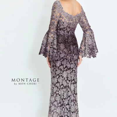 Montage M530 Long Sleeve Formal Beaded Lace Evening Dress