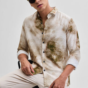 Cream Textured Abstract Shirt