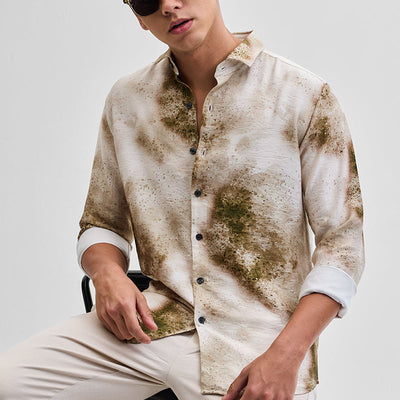 Cream Textured Abstract Shirt