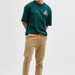 Beige Corduroy Slim Fit Trousers