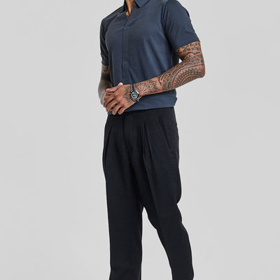 Greyish Blue Textured Polo T-Shirt