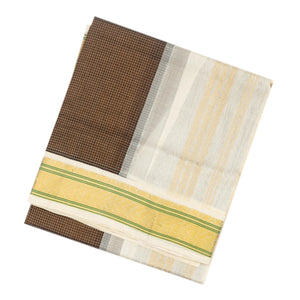 Dark Olive Handloom Silk Cotton Saree With Checks