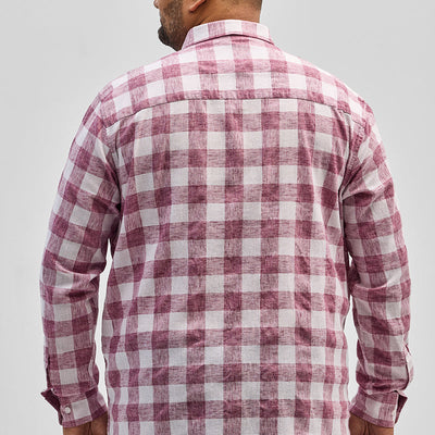 Red Checks Linen Blend Shirt