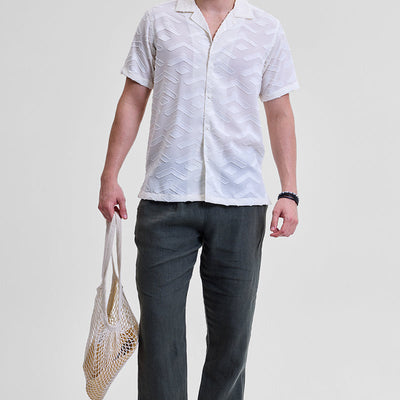 White Geometric Box Fit Shirt