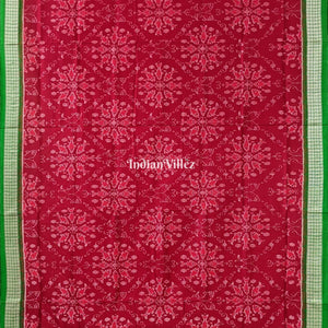 Maroon Green Fish Motif Sambalpuri Silk Saree