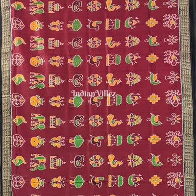 Maroon Nabakothi Odisha Ikat Khandua Silk Saree