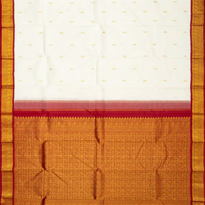 Cream Handloom Kanchipuram Korvai Silk Saree With Zari Buttas
