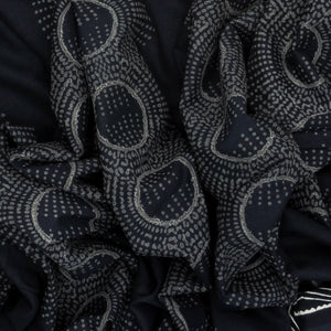 Black Woven Jaipur Cotton Saree Printed With Spiral Motifs