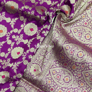 Purple Designer Handwoven Banarasi Meenakari Katan Silk Saree