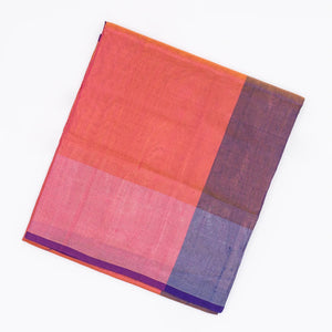 Peach Handloom Uppada Plain Silk Saree With Blue Border