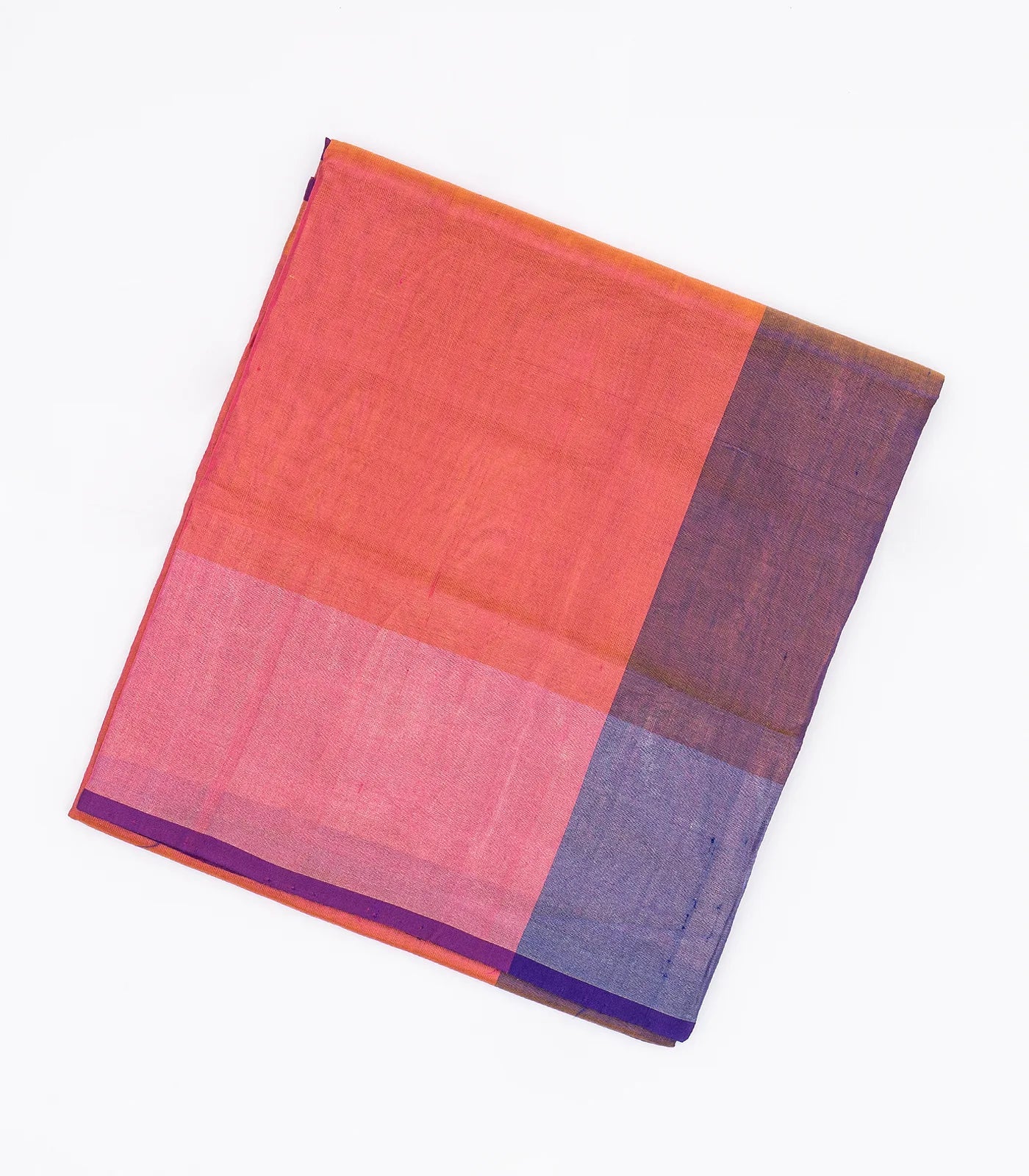 Peach Handloom Uppada Plain Silk Saree With Blue Border