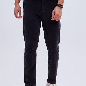 Black Corduroy Slim Fit Trousers